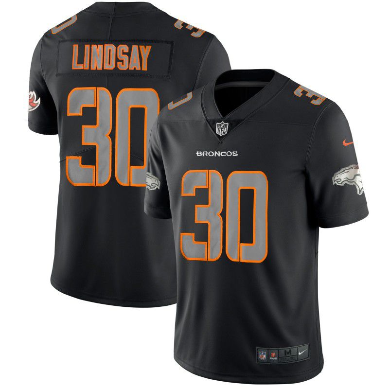 Men Denver Broncos #30 Lindsay Nike Fashion Impact Black Color Rush Limited NFL Jerseys